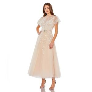 Mac Duggal 29362 NWT Embellished FLUTTER SLEEVE BOW WAIST A LINE Dress